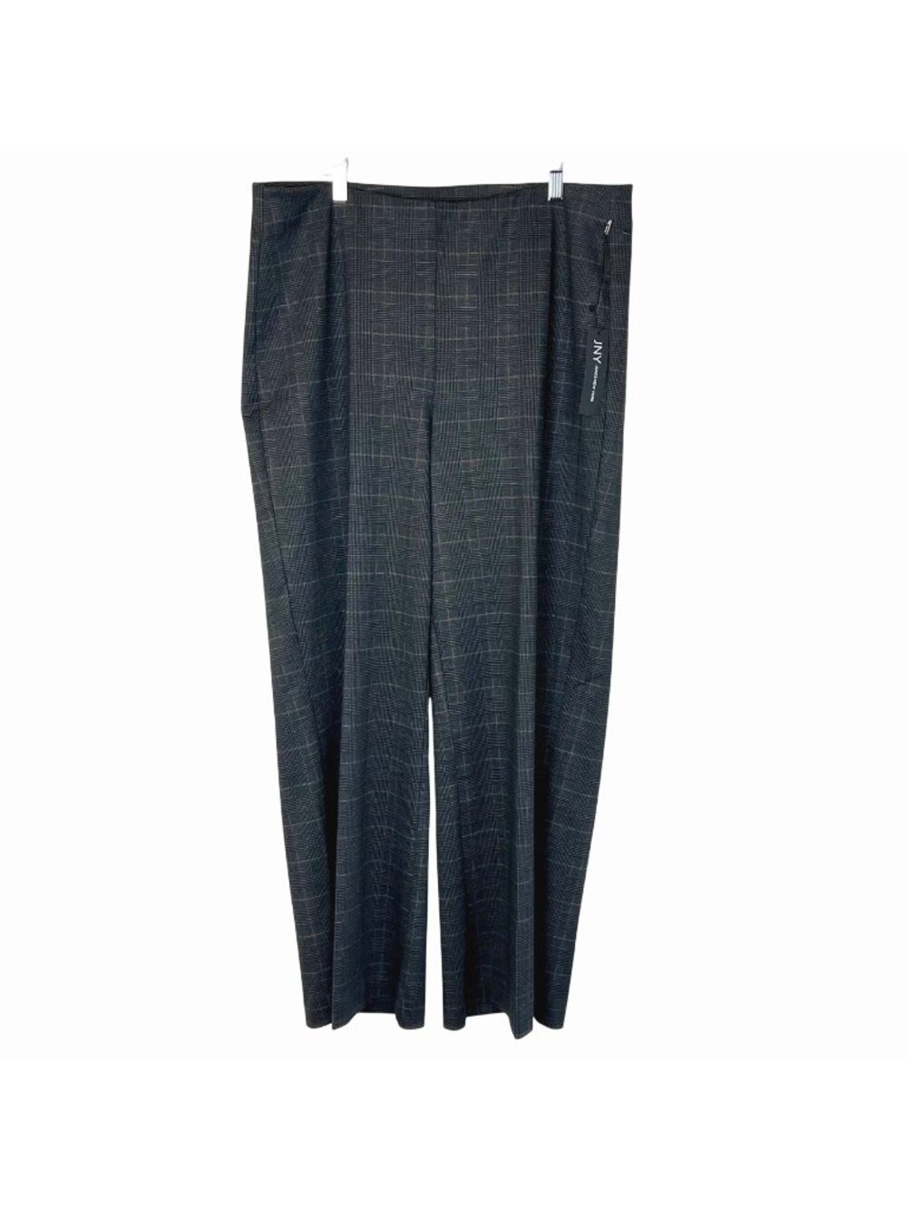 Jones New York Womens Pull-On Wide Leg Plaid Pants Sz 1X Gray Black/Gray NWT's